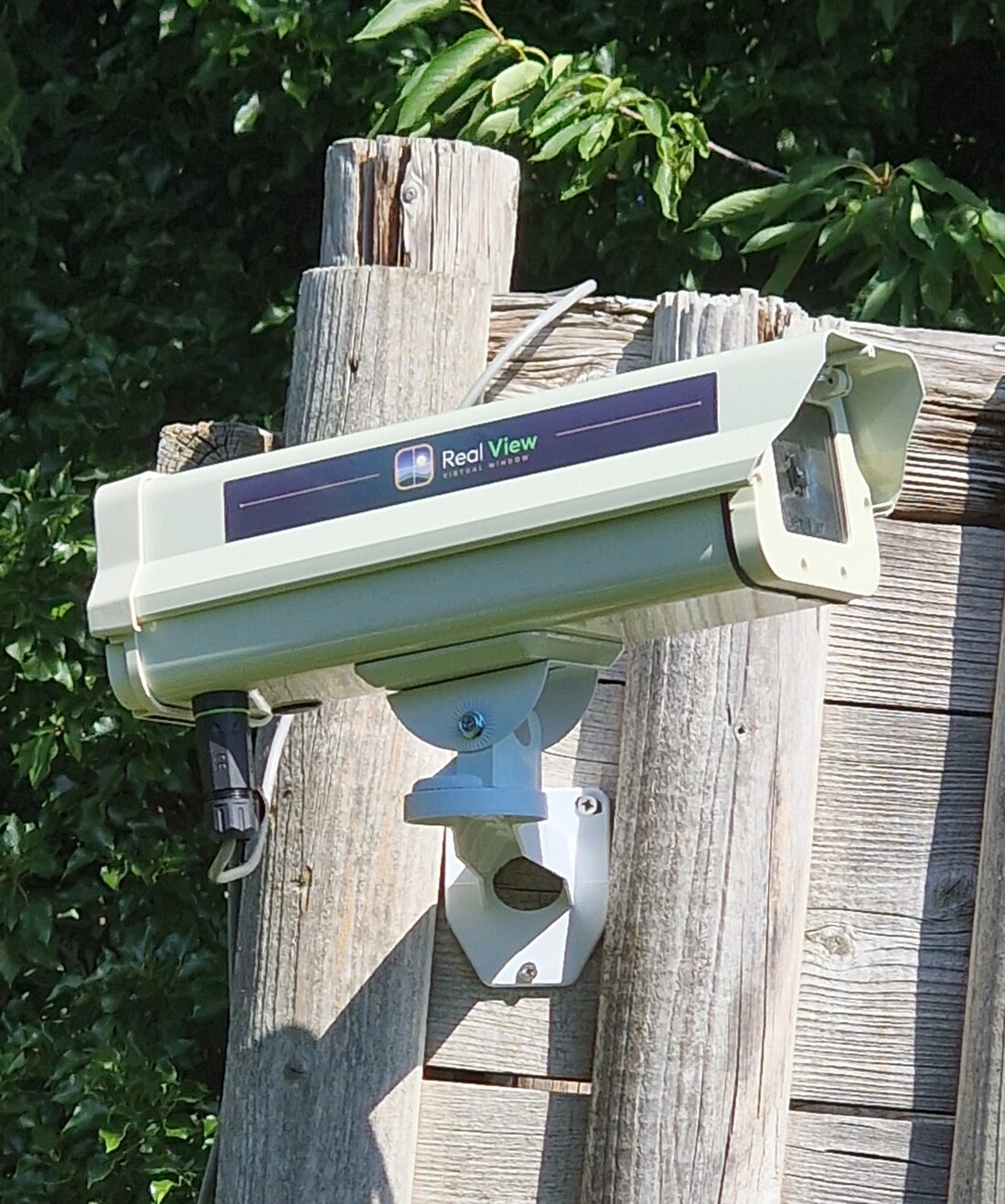 The Real View camera installed in its weatherproof outdoor enclosure